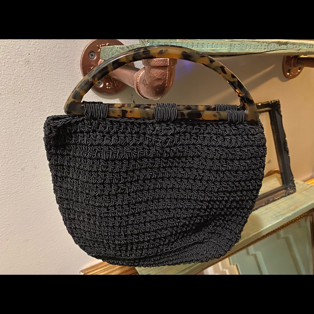 Carrie Forbes Vintage Black Crochet Handbag